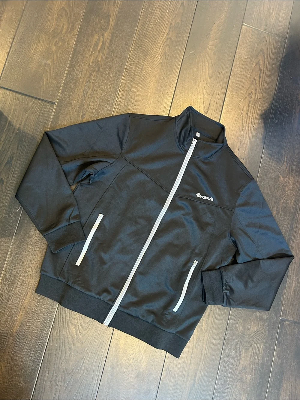 OutdoorSports Black 2 Piece Track Suit Set with Full Zip Jacket & Pants Size M